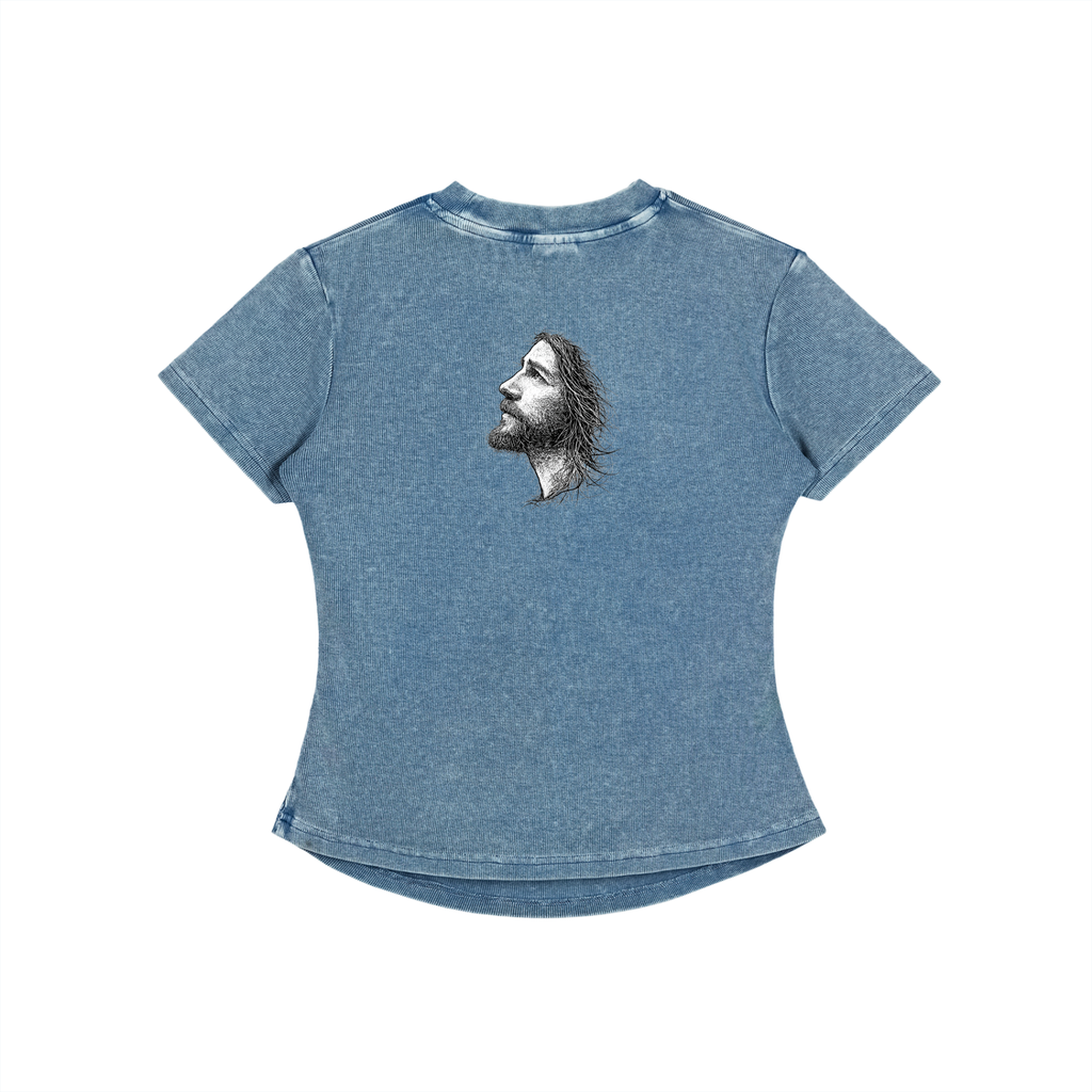 Vintage Washed Bodycon Cotton Jesus T-Shirt