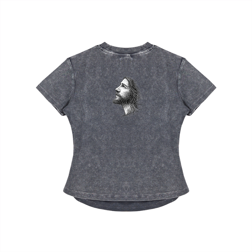 Vintage Washed Bodycon Cotton Jesus T-Shirt