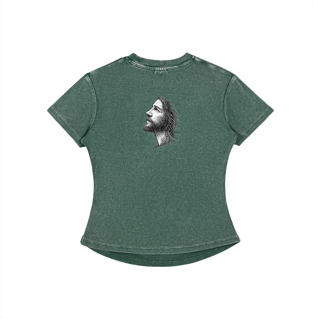 Vintage Washed Bodycon Cotton Jesus T-Shirt